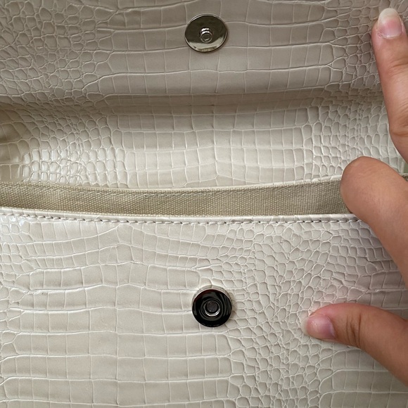 Brie Leon Camille Shoulder Bag in Recycled Bone Croc (Ivory Color) - Picture 3 of 6